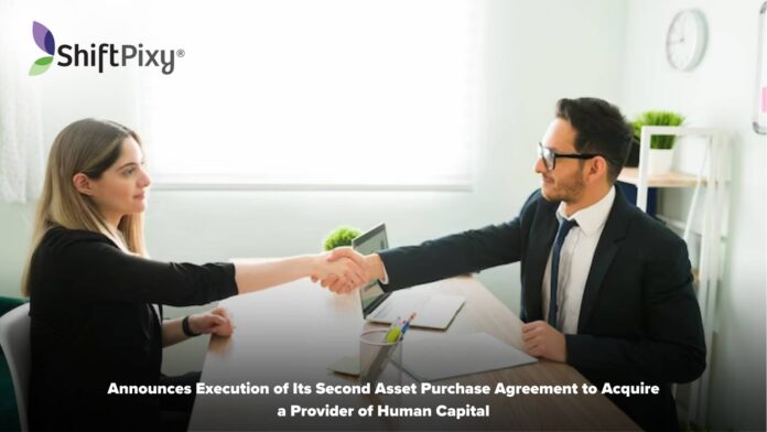 ShiftPixy Announces Execution of Its Second Asset Purchase Agreement to Acquire a Provider of Human Capital to Several Key Industrial Clients Across Western U.S.